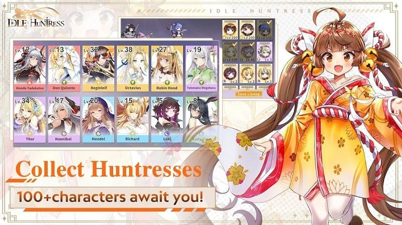 Giao diện chiến đấu trong Idle Huntress Adventure mod