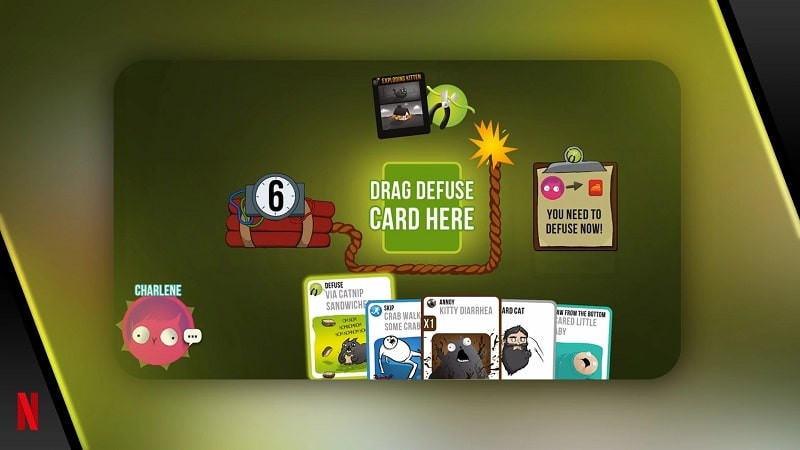 Giao diện chọn độ khó trong Exploding Kittens