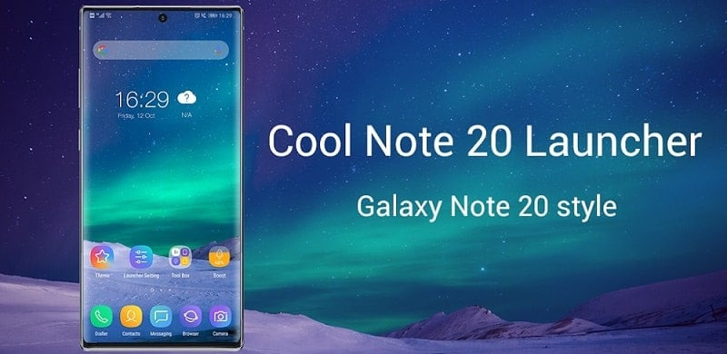 Giao diện Cool Note20 Launcher trên điện thoại