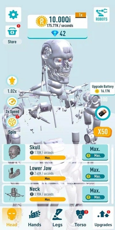 Idle Robots game interface on Android