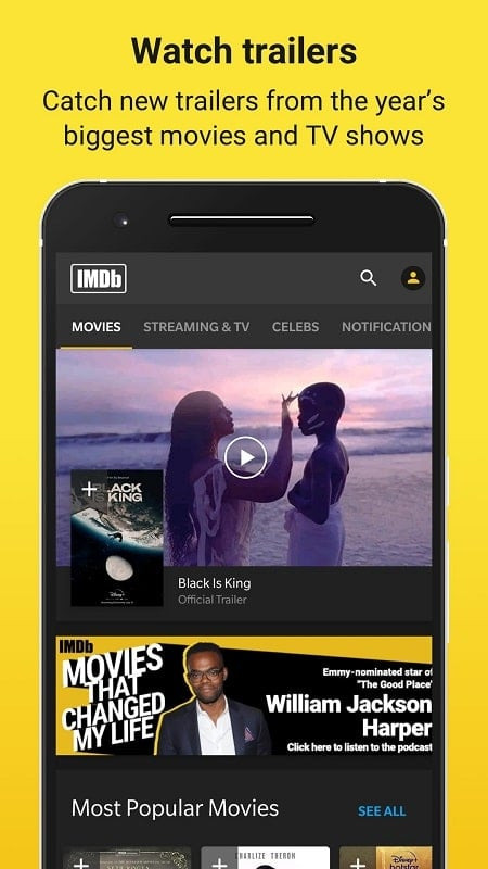 Giao diện IMDb MOD APK