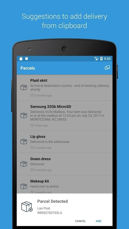 Parcels MOD APK Interface