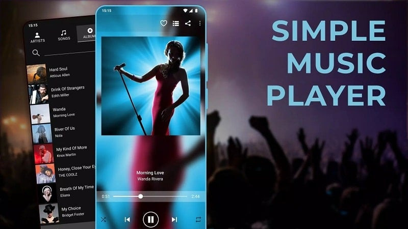 Giao diện Simple Music Player trên điện thoại