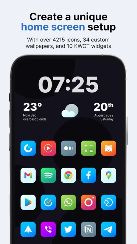 Giao diện ứng dụng Nova Icon Pack hiển thị các icon được thiết kế đẹp mắt