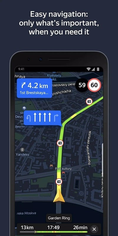 Giao diện Yandex Navigator MOD APK