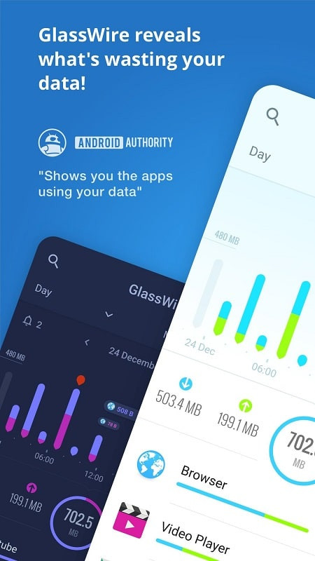 GlassWire Data Usage Monitor Graph