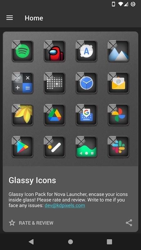 Glassy Icon Pack applied to widgets