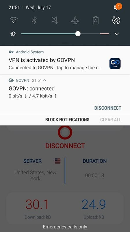 GOVPN APK on Android device