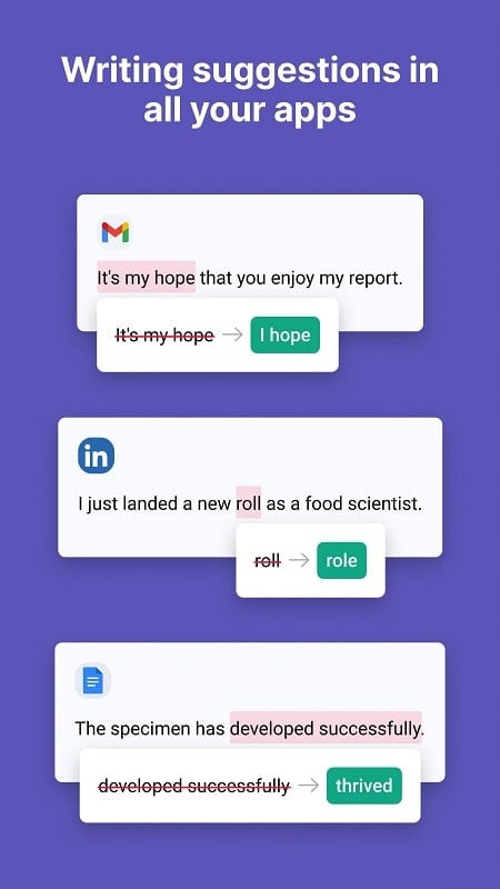 Grammarly MOD APK interface