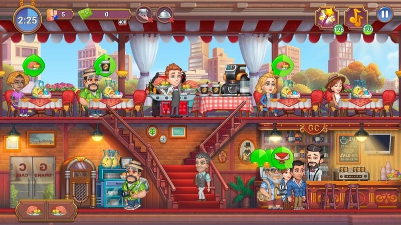 Grand Cafe Mania MOD APK gameplay screenshot