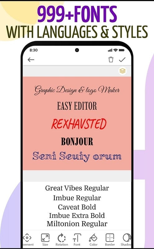 Graphic Design & Logo Maker MOD APK Font Selection