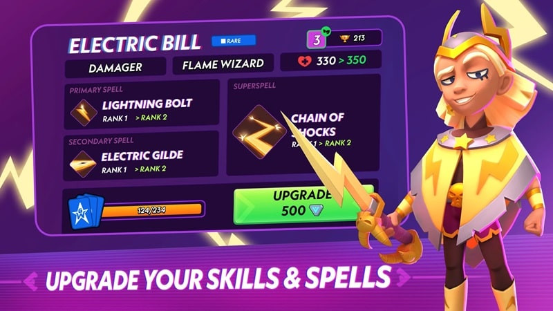 Greedy Wizards screenshot displaying character stats