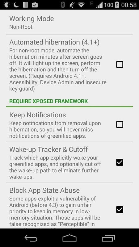 Greenify MOD APK unlocked features