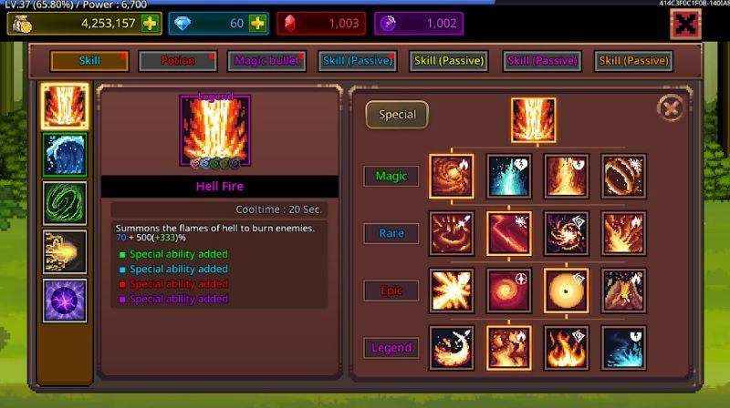 Grow MagicMaster skill system screenshot