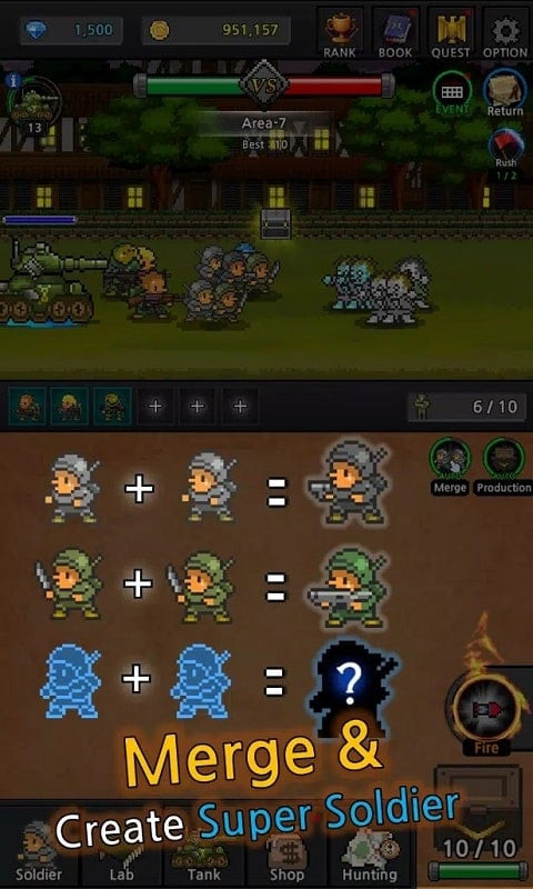 Grow Soldier gameplay screenshot showing characters fighting