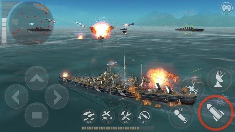 Hải chiến ác liệt trong Warship Battle mod