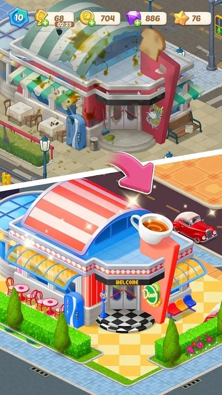 Happy Merge Cafe MOD APK Puzzle Gameplay