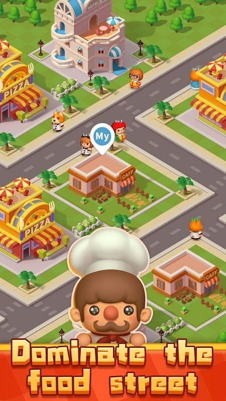 Happy Restaurant MOD APK screenshot showcasing restaurant upgrades