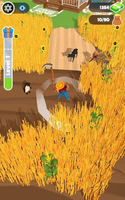 A screenshot of Harvest It! displaying the tool upgrade interface, allowing players to improve their work efficiency.