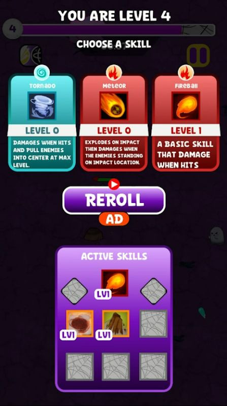 Diverse Skill System in The Elemental Survival