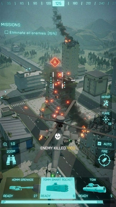 Heli Attack destroying enemy buildings screenshot