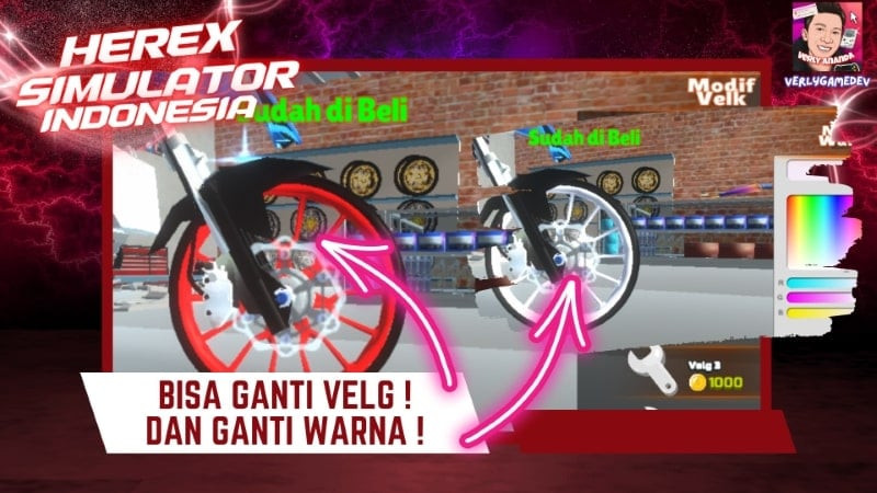 Herex Simulator Indonesia MOD APK bike customization screenshot