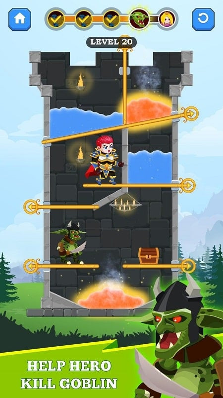 Hero Rescue gameplay screenshot showing in-game rewards