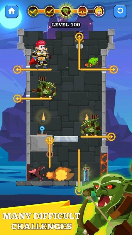 Hero Rescue gameplay screenshot showing a level objective