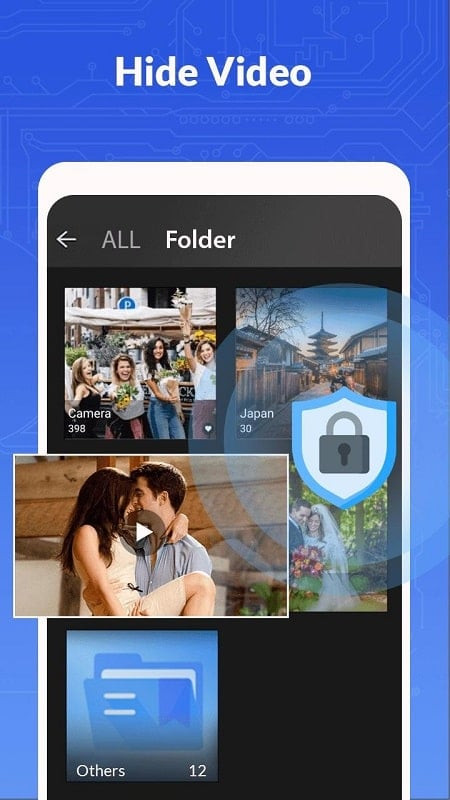 Hidex app screenshot showing hidden files