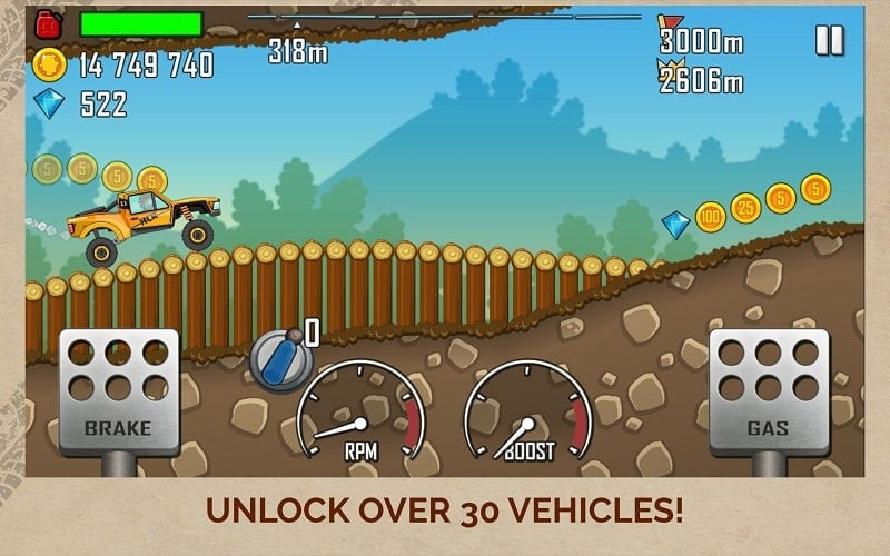 Hill Climb Racing gameplay screenshot