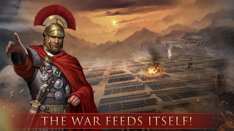 Hình ảnh game Grand War: Rome Strategy Games hiển thị cảnh quân đội di chuyển trên bản đồ