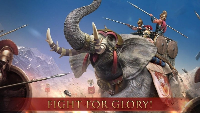 Hình ảnh game Grand War: Rome Strategy Games hiển thị một trận chiến với quân đội