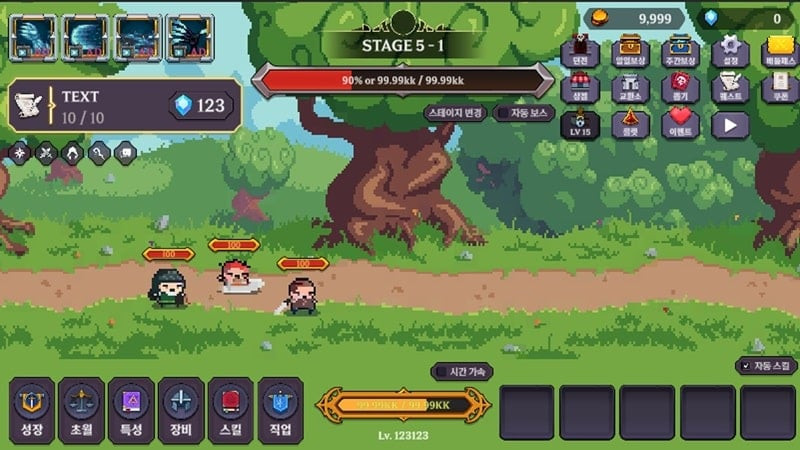 Hình ảnh minh họa chế độ Mod trong game Dungeon Party Growth: Idle RPG