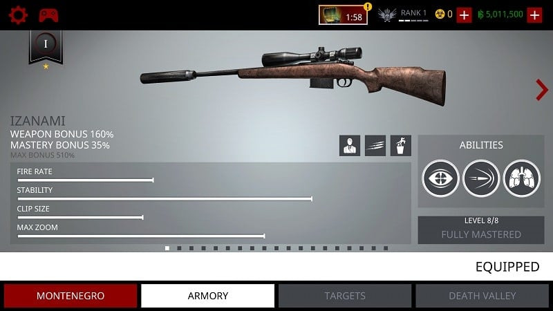 Hitman Sniper weapon selection screenshot