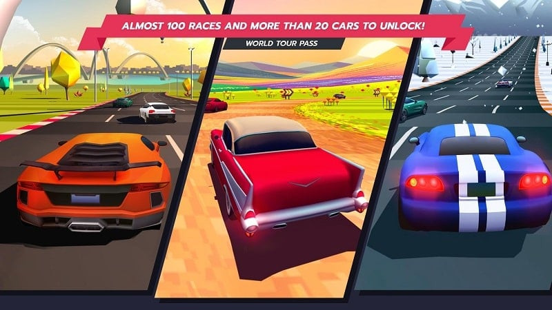 Horizon Chase MOD APK snowy race track gameplay