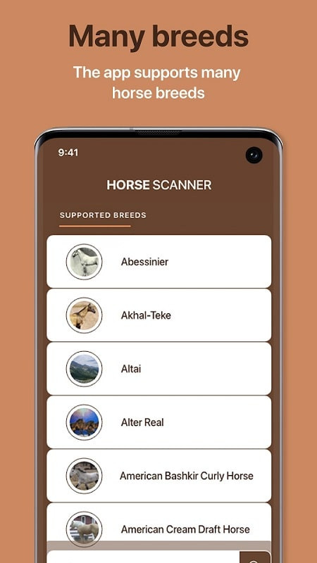 Horse Scanner app screenshot on an Android phone