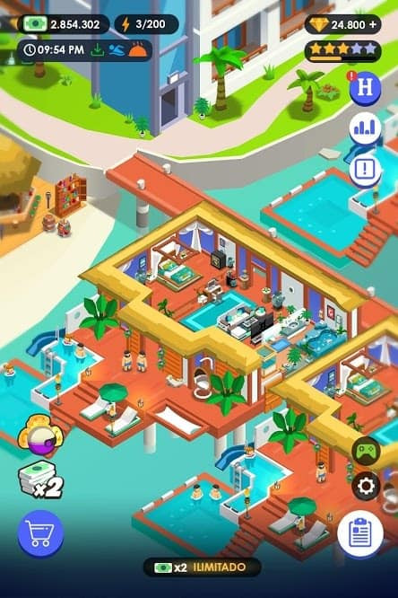 Hotel Empire Tycoon APK screenshot showing gameplay