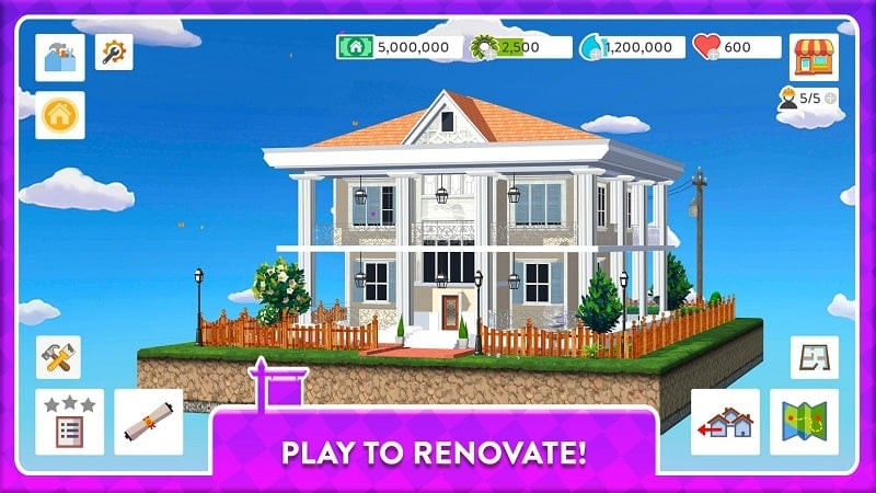 House Flip gameplay screenshot showing renovation options