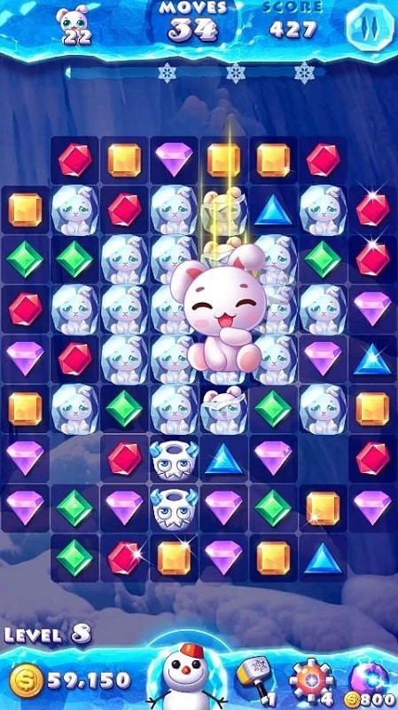 Ice Crush MOD APK screenshot showcasing different levels