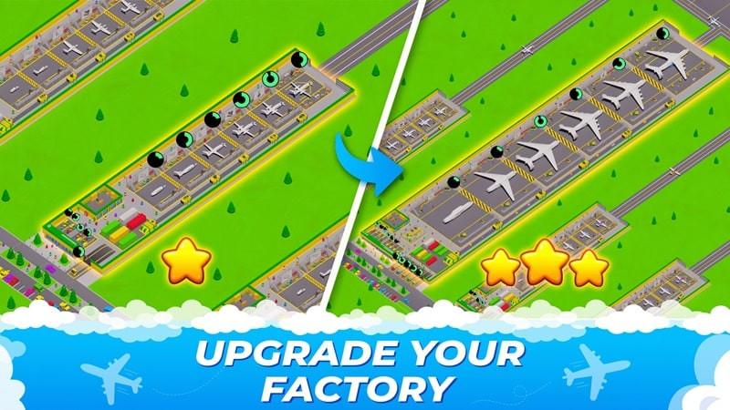 Idle Airplane Factory Tycoon mod apk airport expansion