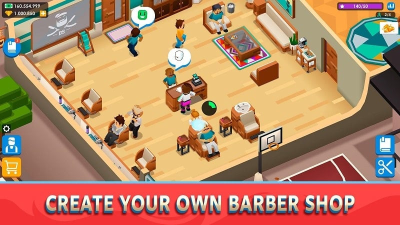 Gameplay of Idle Barber Shop Tycoon mod