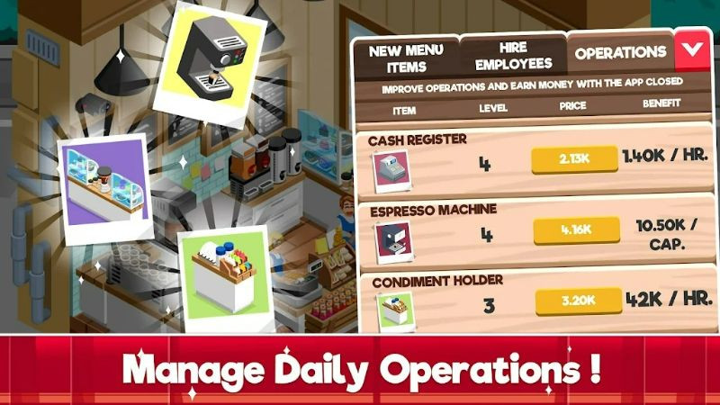 Idle Cafe Tycoon MOD APK Interface