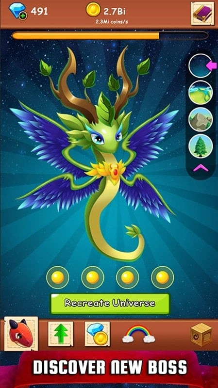 Idle Dragon MOD APK screenshot showing upgrade options