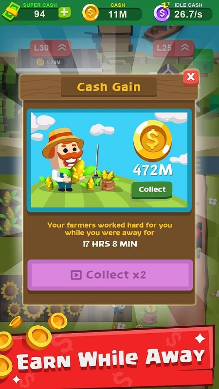 Expanding your farm in Idle Farming Farm Tycoon MOD APK