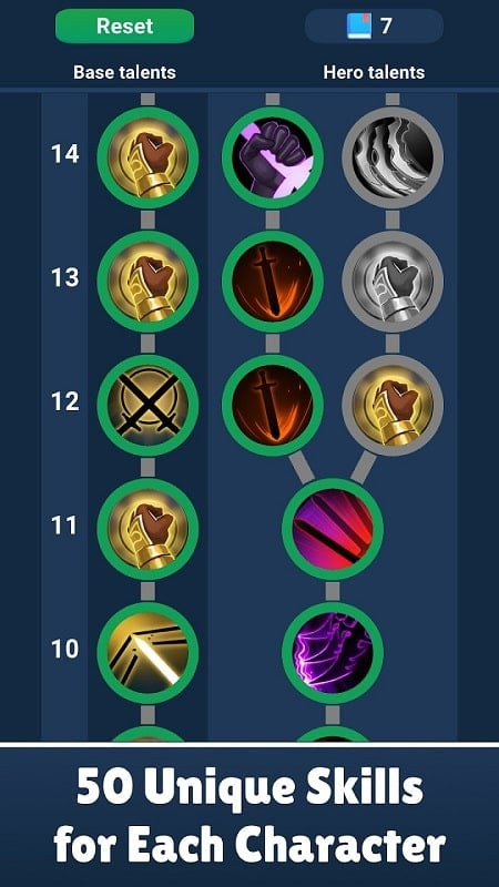 Idle Hero: Clicker RPG item selection screen