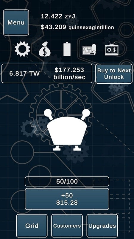 Controlling energy gears in Idle Power apk