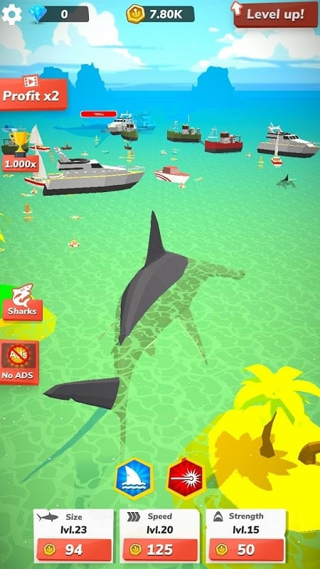 Idle Shark World APK exploring the ocean