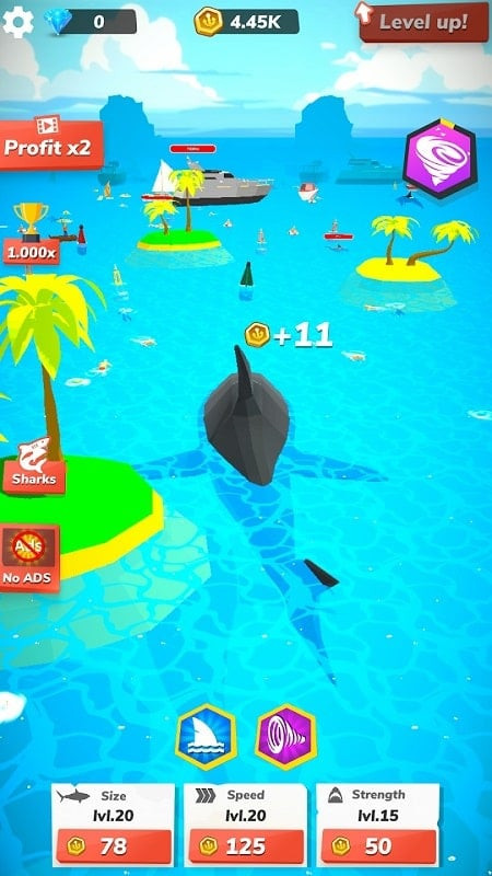 Idle Shark World mod apk upgrading abilities