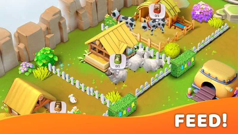 Island Farm Adventure mod apk gameplay, showing the farming area with various crops.