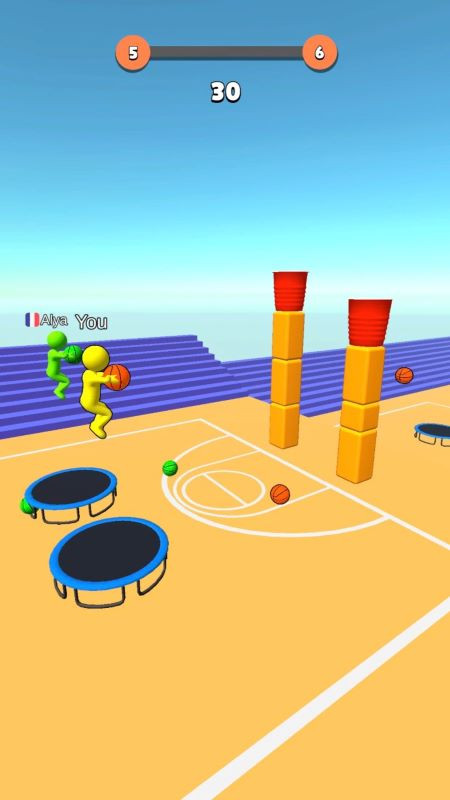 Jump Dunk 3D - Cấp độ chơi khó với cốc treo trên dây